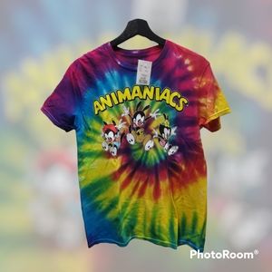 🆕💎Rare Animaniacs Tie Dye Rainbow Graphic Tee Size S Men Ripple Junction